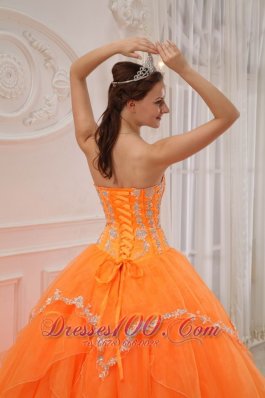 Orange Quinceanera Dress Under 200 Appliques Beading