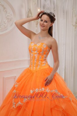 Orange Quinceanera Dress Under 200 Appliques Beading