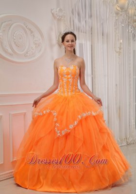 Orange Quinceanera Dress Under 200 Appliques Beading