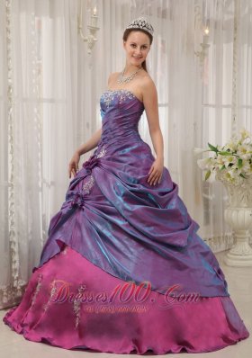 Purple Fuchsia Sweet 16 Dress Appliques Beading Strapless