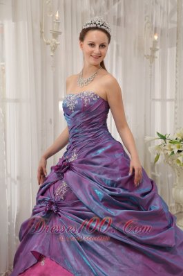 Purple Fuchsia Sweet 16 Dress Appliques Beading Strapless