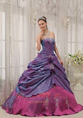 Purple Fuchsia Sweet 16 Dress Appliques Beading Strapless