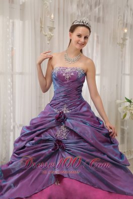 Purple Fuchsia Sweet 16 Dress Appliques Beading Strapless