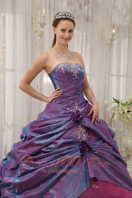 Purple Fuchsia Sweet 16 Dress Appliques Beading Strapless