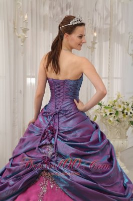 Purple Fuchsia Sweet 16 Dress Appliques Beading Strapless