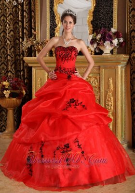 Red Sweet 16 Dress Under 200 Embroidery Floor-length