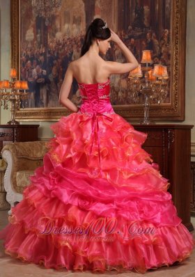 Hot Pink Quinceanera Dress Beading Sweetheart Floor-length