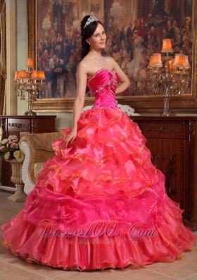 Hot Pink Quinceanera Dress Beading Sweetheart Floor-length