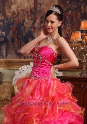 Hot Pink Quinceanera Dress Beading Sweetheart Floor-length