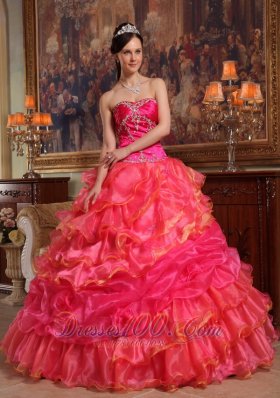 Hot Pink Quinceanera Dress Beading Sweetheart Floor-length