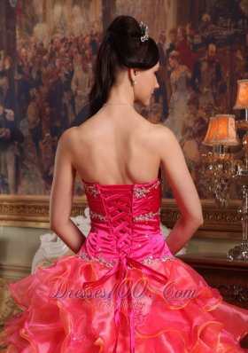 Hot Pink Quinceanera Dress Beading Sweetheart Floor-length