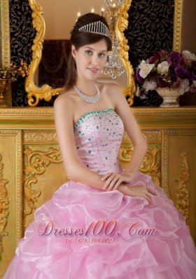 Baby Pink Sweet 16 Dress Beading Organza