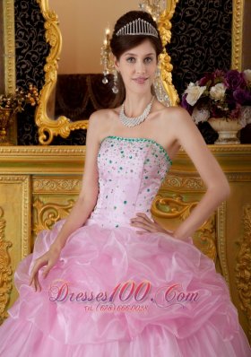 Baby Pink Sweet 16 Dress Beading Organza