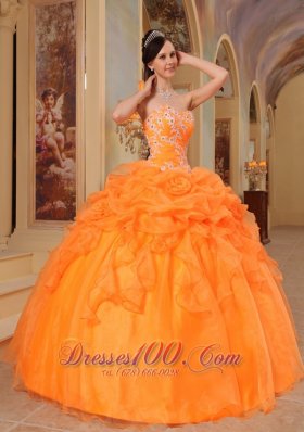 2013 Light Orange Quinceanera Dress Appliques Sweetheart