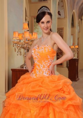 2013 Light Orange Quinceanera Dress Appliques Sweetheart