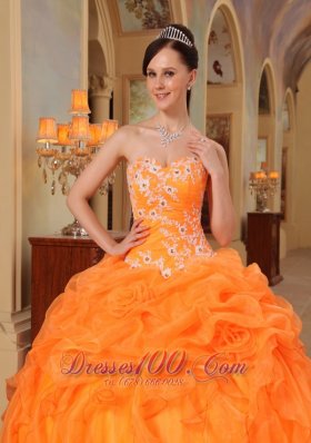 2013 Light Orange Quinceanera Dress Appliques Sweetheart