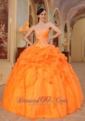 2013 Light Orange Quinceanera Dress Appliques Sweetheart