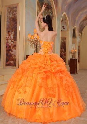 2013 Light Orange Quinceanera Dress Appliques Sweetheart