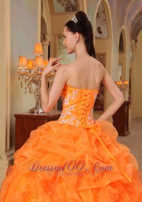 2013 Light Orange Quinceanera Dress Appliques Sweetheart