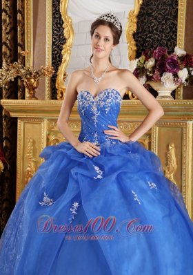 Blue Quinceanera Dress Appliques Sweetheart