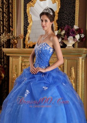 Blue Quinceanera Dress Appliques Sweetheart