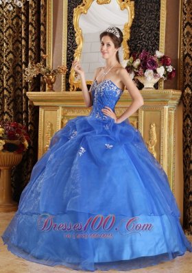 Blue Quinceanera Dress Appliques Sweetheart