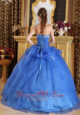 Blue Quinceanera Dress Appliques Sweetheart