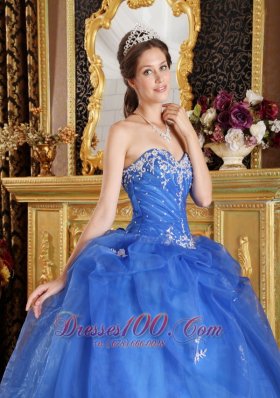 Blue Quinceanera Dress Appliques Sweetheart