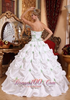 2013 White Quinceanera Dress Appliques Pick-ups