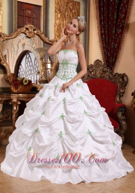 2013 White Quinceanera Dress Appliques Pick-ups