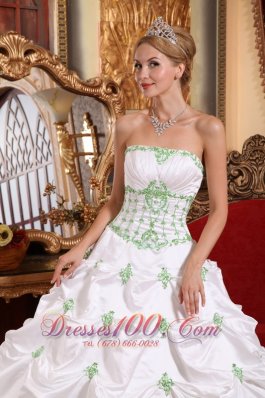 2013 White Quinceanera Dress Appliques Pick-ups