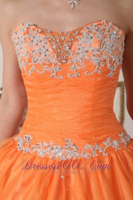 Orange Quinceanera Dress Floor-length Appliques