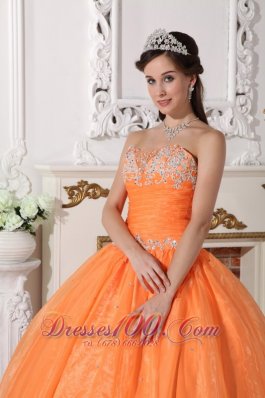 Orange Quinceanera Dress Floor-length Appliques