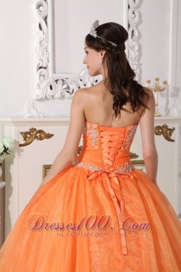 Orange Quinceanera Dress Floor-length Appliques