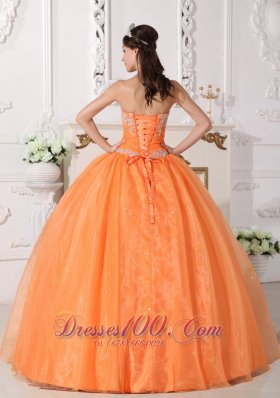 Orange Quinceanera Dress Floor-length Appliques