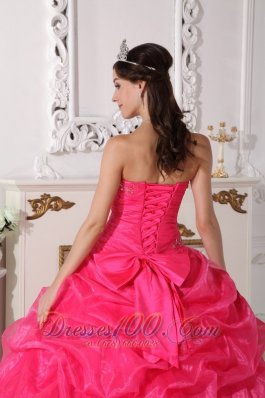 Hot Pink Quinceanera Dress Appliques Floor-length