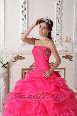 Hot Pink Quinceanera Dress Appliques Floor-length