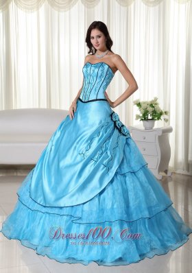 Aqua Strapless Quinceanera Dress Bead Strapless