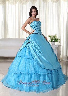 Aqua Strapless Quinceanera Dress Bead Strapless