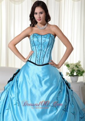 Aqua Strapless Quinceanera Dress Bead Strapless