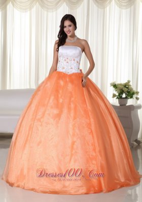 2013 Orange Sweet 15 Dress with Embroidery
