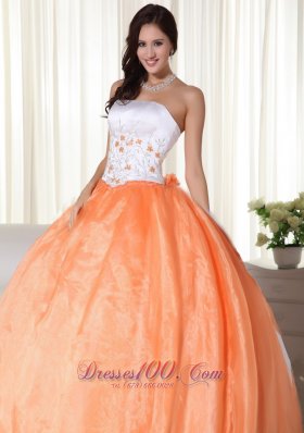 2013 Orange Sweet 15 Dress with Embroidery