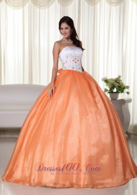 2013 Orange Sweet 15 Dress with Embroidery