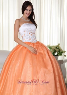 2013 Orange Sweet 15 Dress with Embroidery