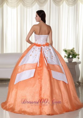 2013 Orange Sweet 15 Dress with Embroidery