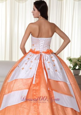 2013 Orange Sweet 15 Dress with Embroidery