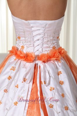 2013 Orange Sweet 15 Dress with Embroidery