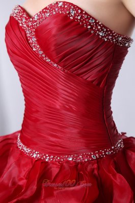 Wine Red Sweet16 Dress Beading Ruffles A-Line Sweetheart