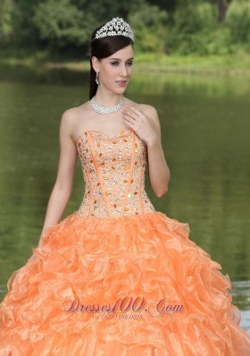 Orange Quinceanera Dress Ruffles Layered Sweetheart