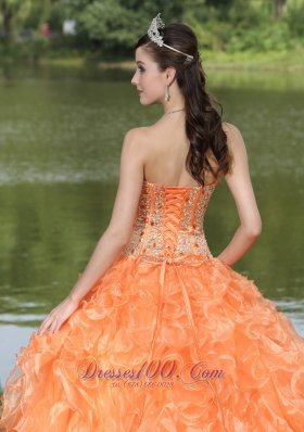 Orange Quinceanera Dress Ruffles Layered Sweetheart